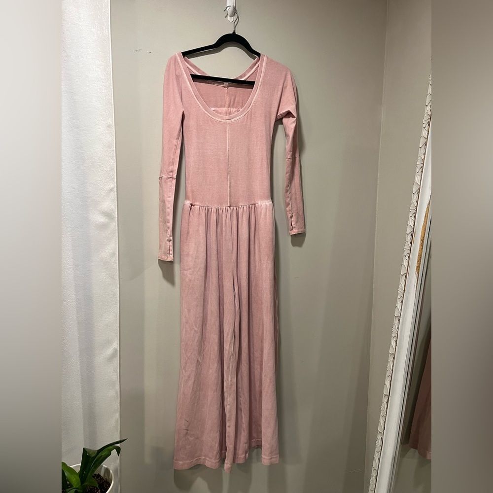 FP Movement Hot Shot Wide Leg Onesie Pink Long-Sleeve Jumpsuit Small Free People - Picture 4 of 8